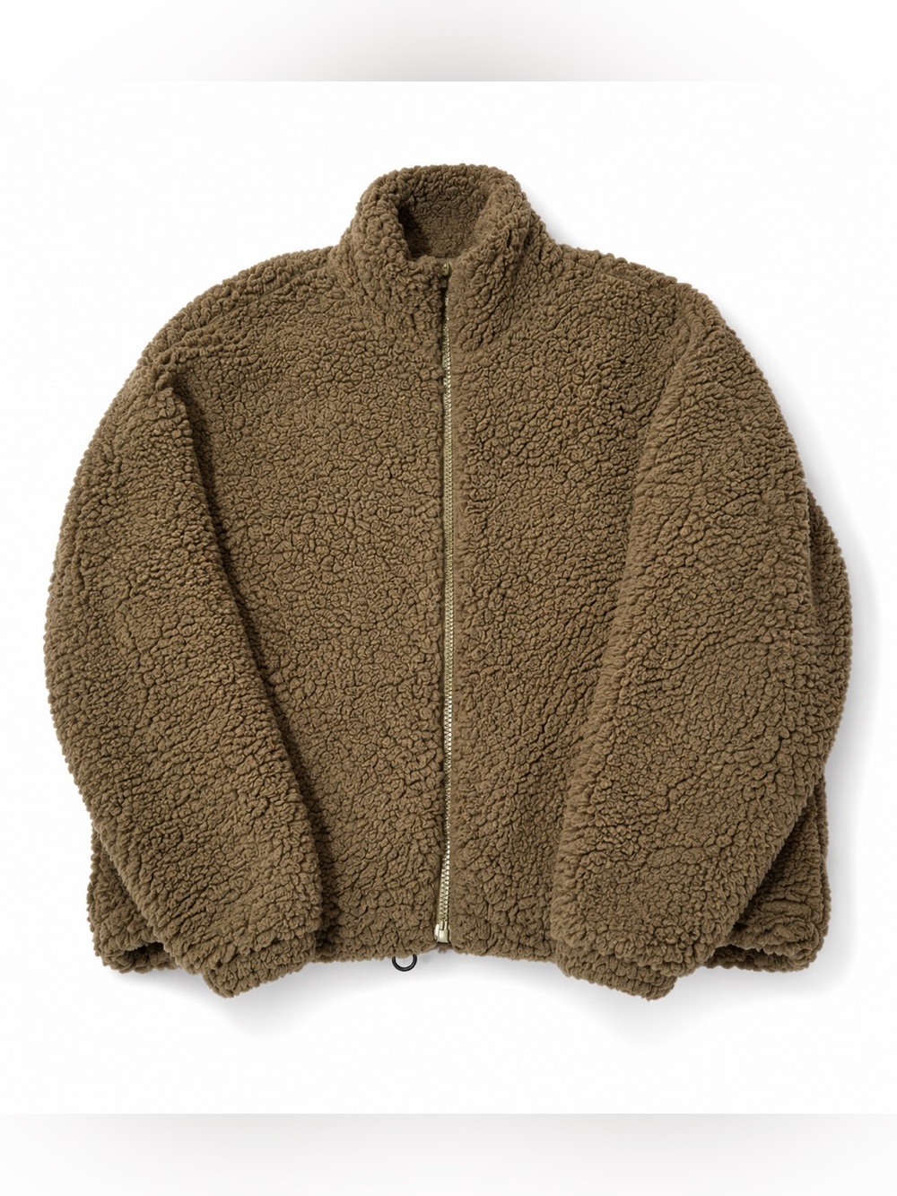 Urban Outfitters Sherpa Fleece Jacket Size M Brown Olive Full Zip Teddy Coat